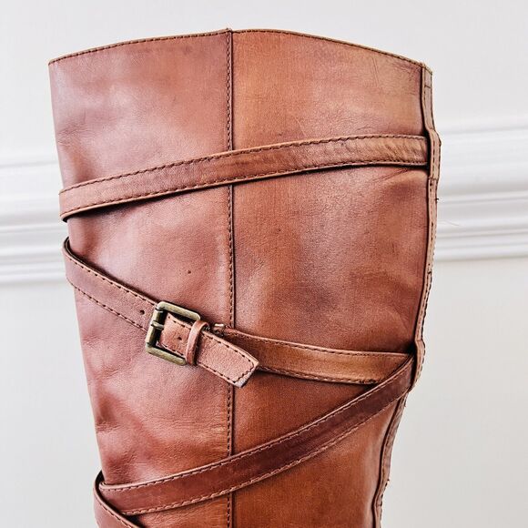 Arturo Chiang Fierce Whisky Brown Leather Zip Knee High Boots ~ Womens Size 8.5M - Picture 4 of 11